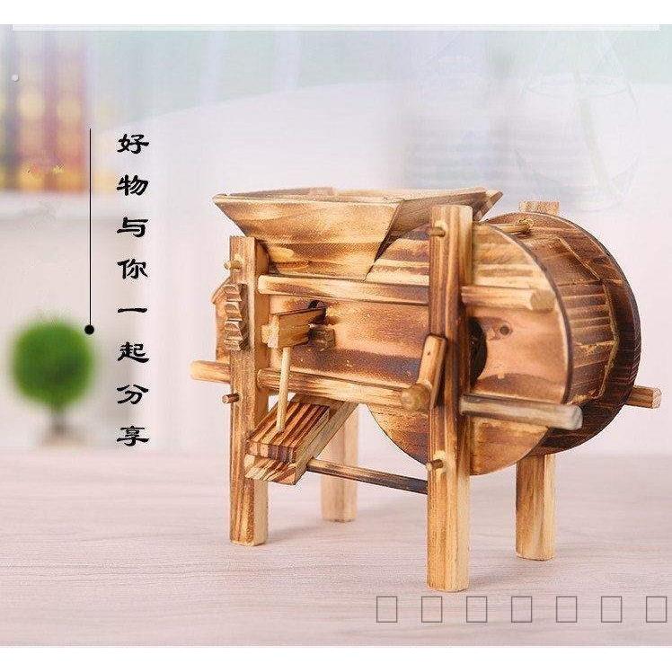 木制农具模型打谷机烫画谷风车摇谷扇仿古手工艺软装饰品书房摆件