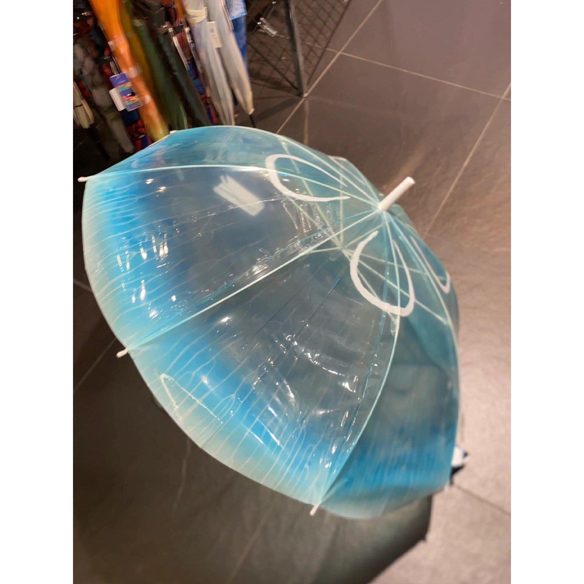 日系海月水母透明长柄雨伞 自动抗风加厚设计