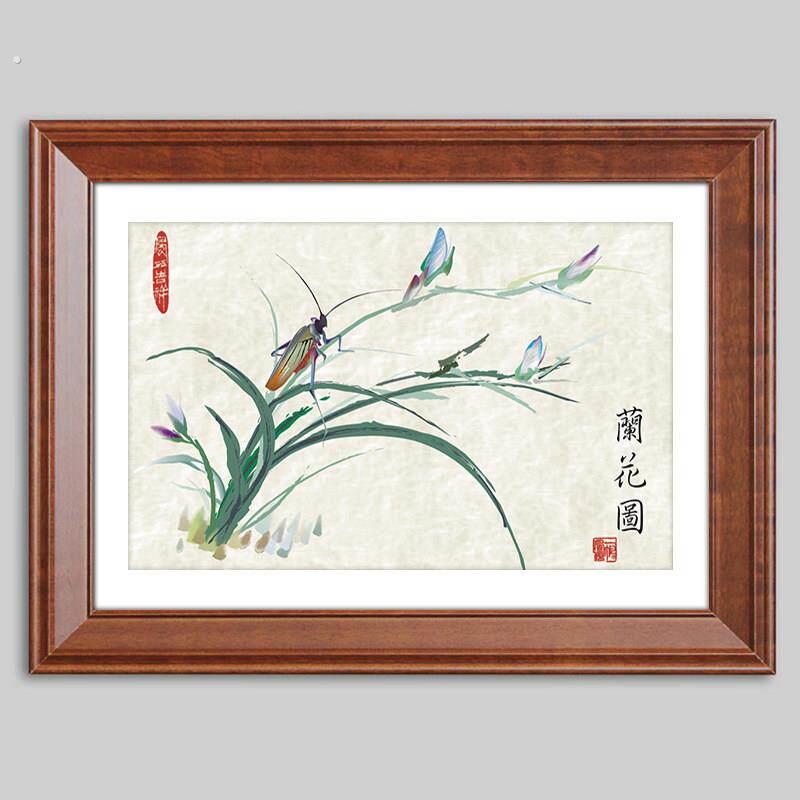 实木字画 画框装裱书法字中式相框挂墙4开 加卡纸裱画 画外框定做