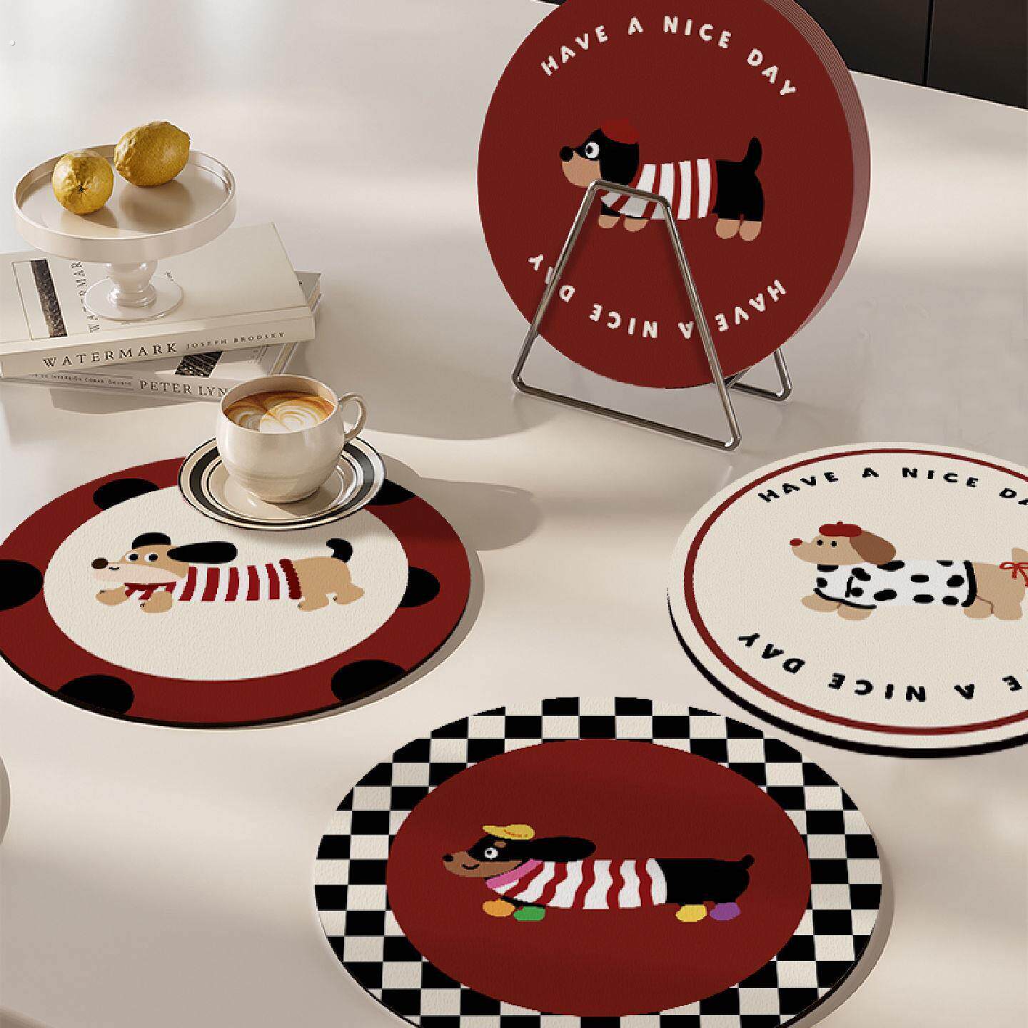 可爱圆形杯垫吸水餐垫隔热垫防烫咖啡茶杯垫碗盘锅垫矽藻泥桌面垫