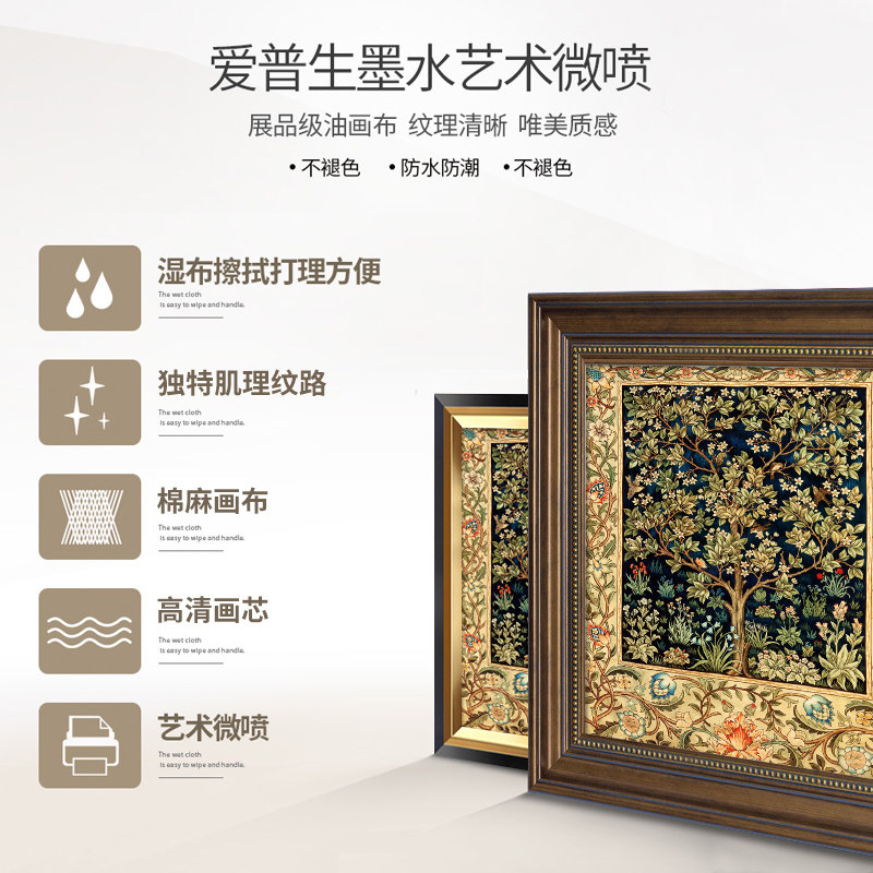 美式入户玄关装饰画欧式过道走廊挂画竖版发财树简美轻奢招财壁画