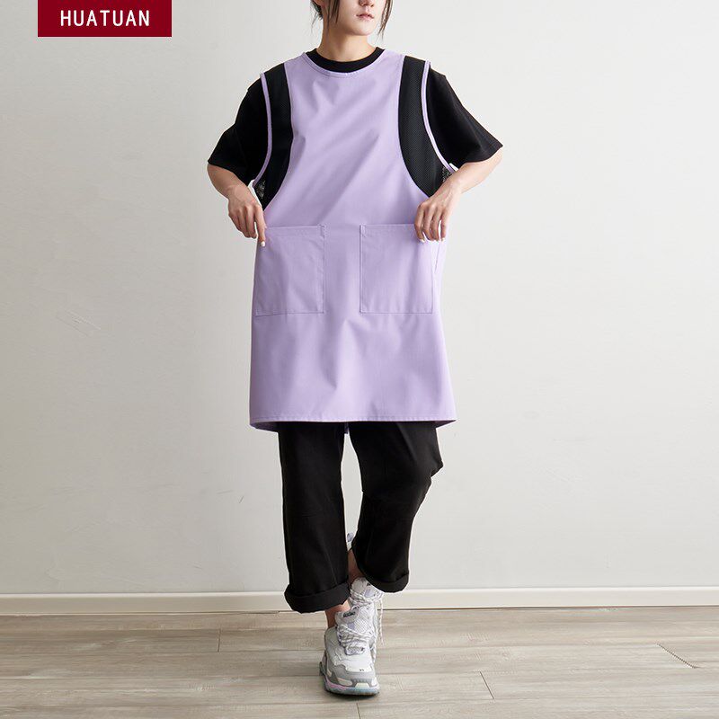 夏季薄款防水时尚罩衣男女工作服画画花艺餐饮烘焙宠物店围裙定制