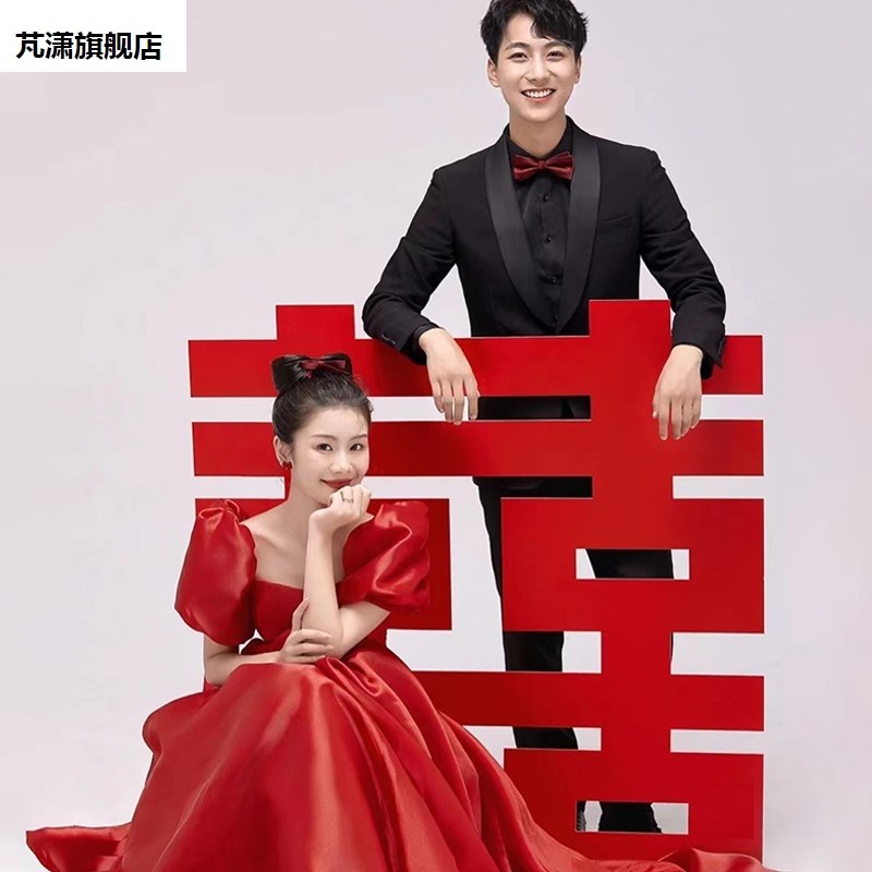 大喜字结婚订婚kt板定制婚纱拍照道具立体落地结婚宴布置装扮用品