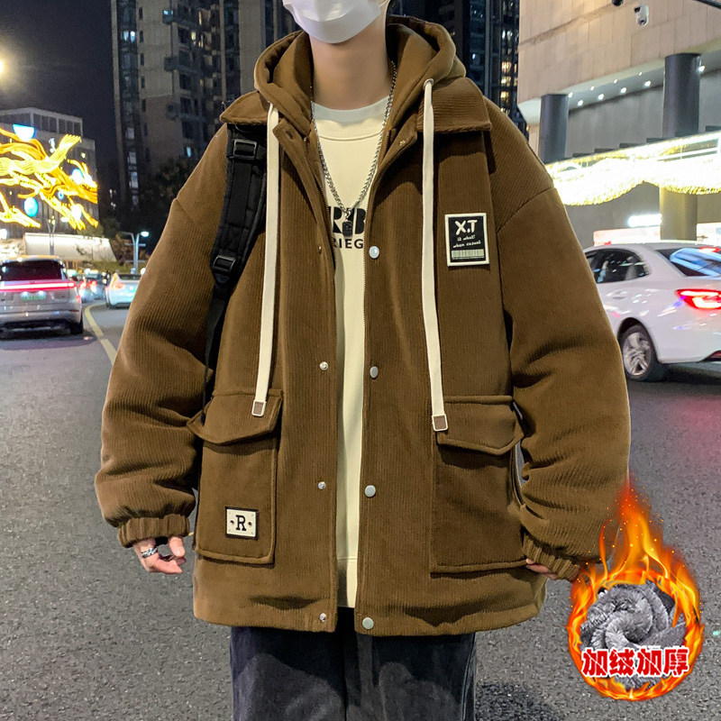 秋冬款棉服外套13男孩初高中学生14加绒加厚15岁大童冬装夹克棉衣
