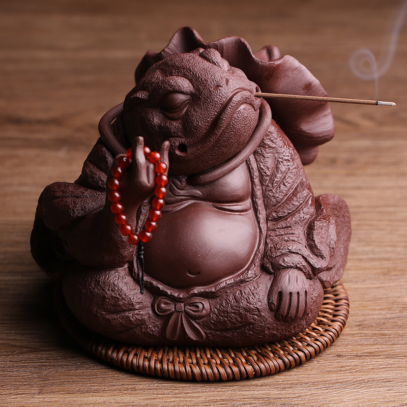 宜兴紫砂茶宠摆件招财逍遥金蟾仙人禅意全手工茶桌装饰茶玩可养