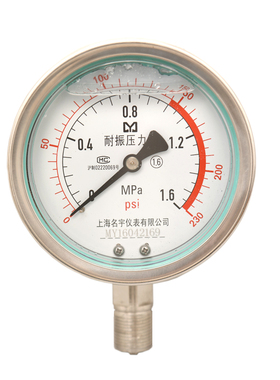 YN100BF不锈钢耐震液压高温压力表0-0.6/1/1.6/2.5/4/10/40Mpa