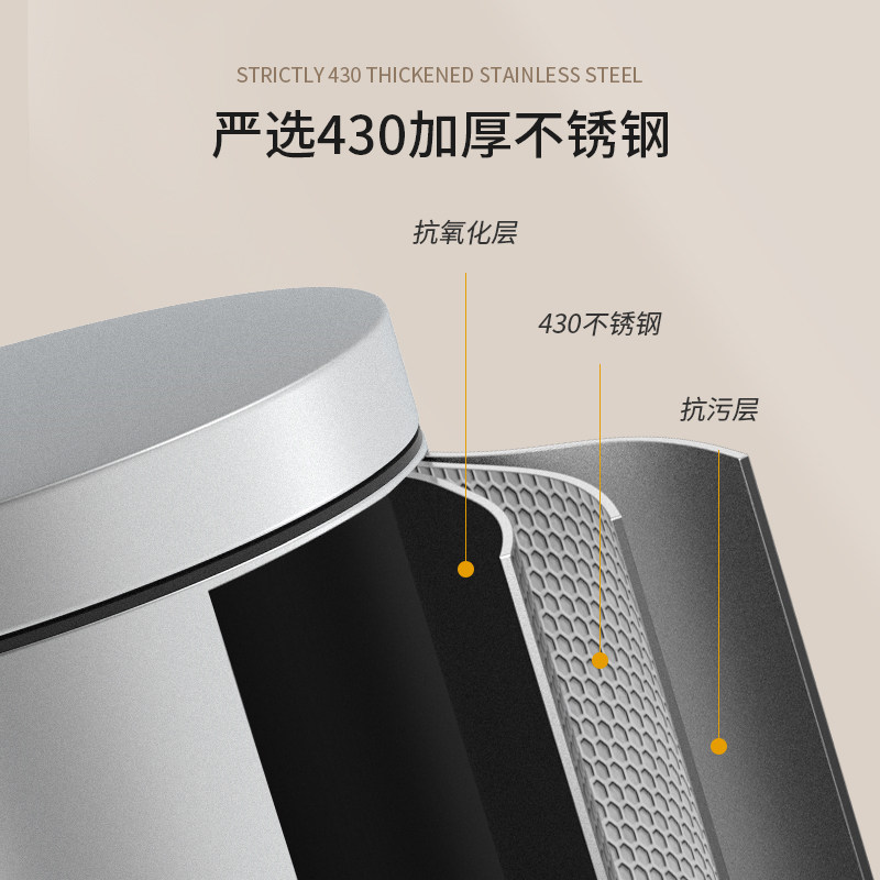 轻奢不锈钢脚踏垃圾桶家用带盖客厅卧室卫生间厕所高档商用大容量