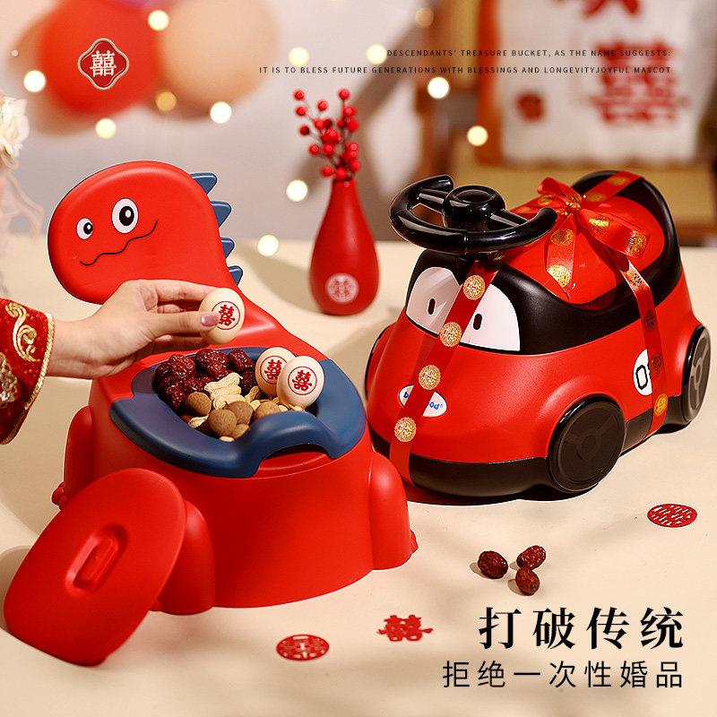 结婚子孙桶女方陪嫁红色桶宝宝小孩创意喜桶喜庆马桶婚庆实用礼物