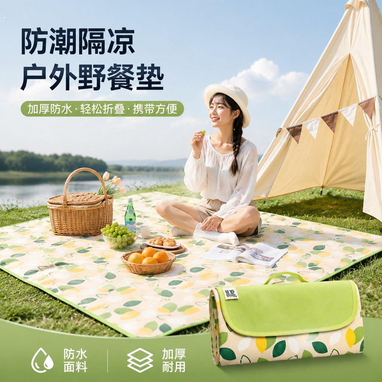 野餐垫防潮垫户外用品帐篷垫草地垫宽郊游野餐布防水可携式野餐垫