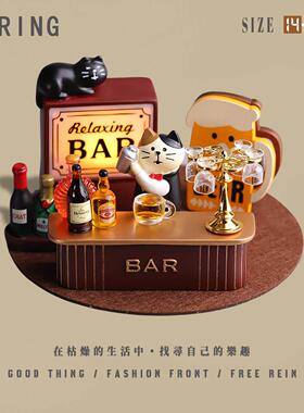 “尝尝酒酒”可爱调酒师猫创意装饰小摆件高级氛围感打造送好闺蜜