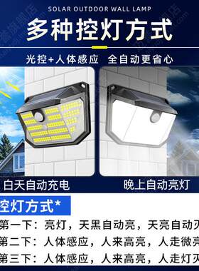太阳能壁灯2026新款家用庭院灯户外感应防水照明灯农村门口氛围灯