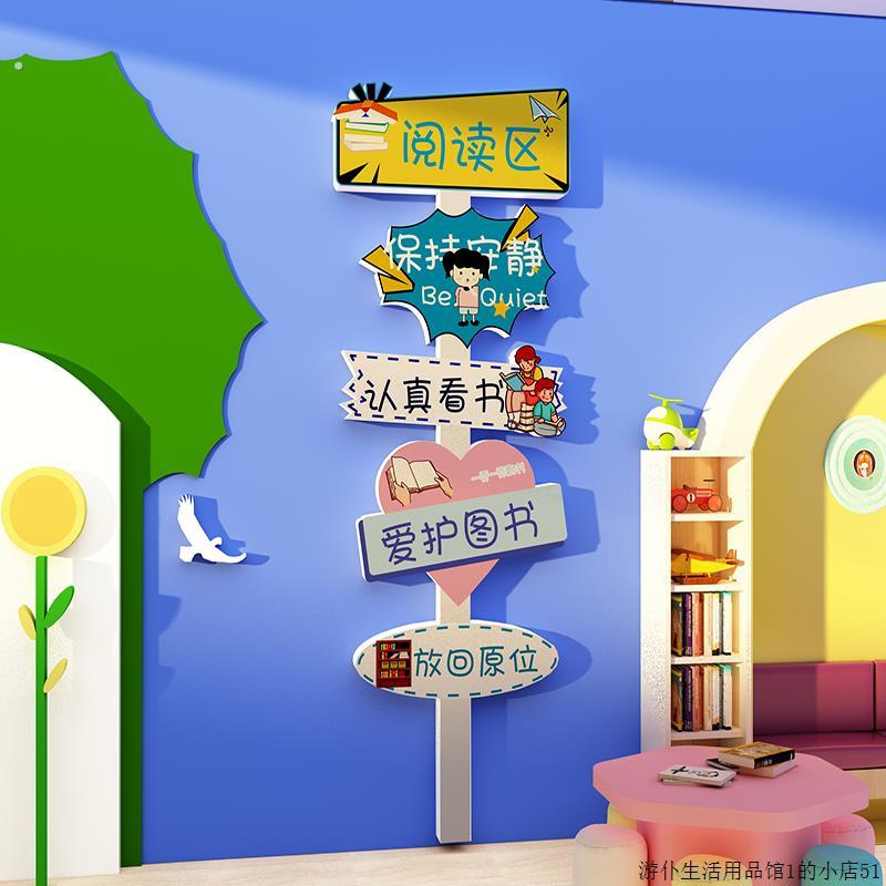 幼儿园喝水图读书区阅读角布置绘本馆墙面装饰环创托管班文化墙贴