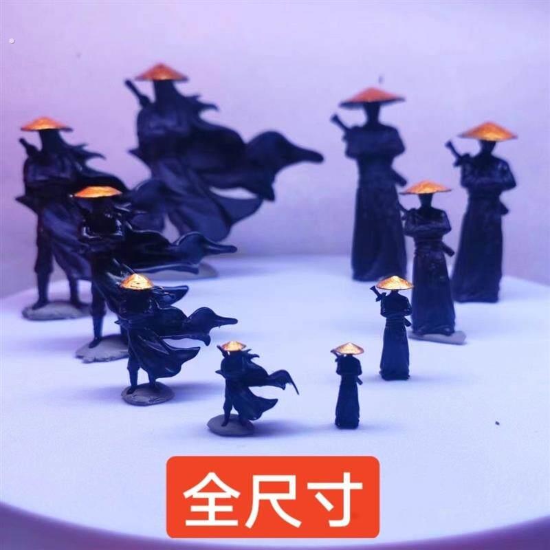 寒江孤影摆件江湖故人古代侠客小摆件树脂微缩人物模型假山微景观