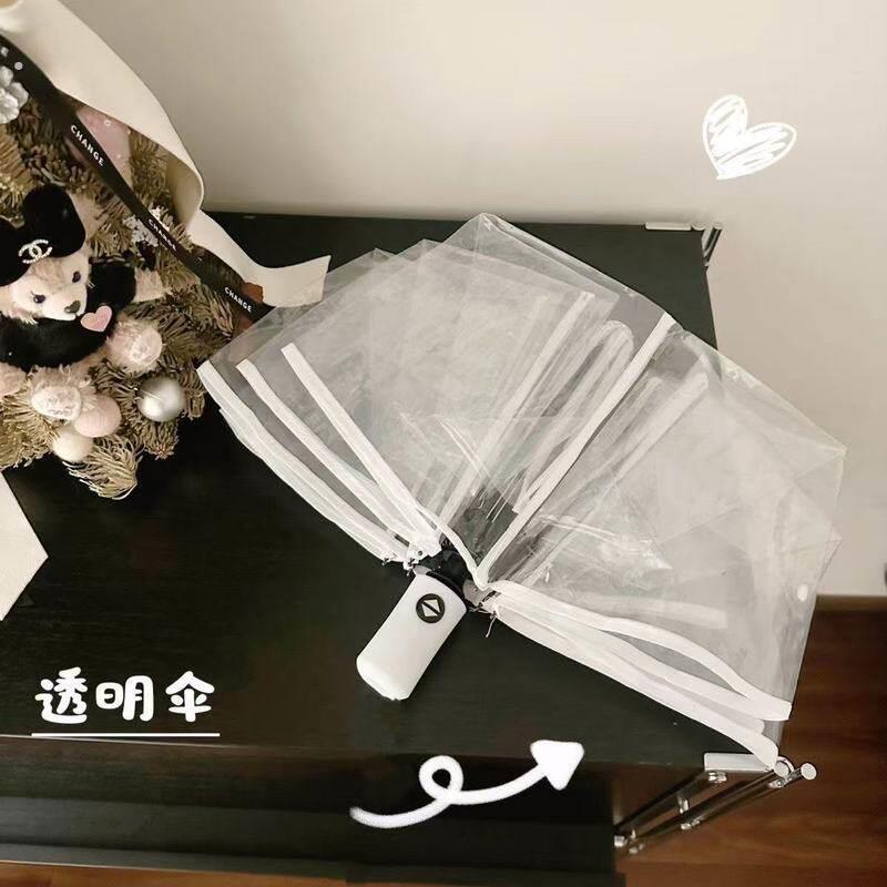 透明雨伞可折叠白色日系三折伞男女生高颜值网红拍照伞大号自动伞