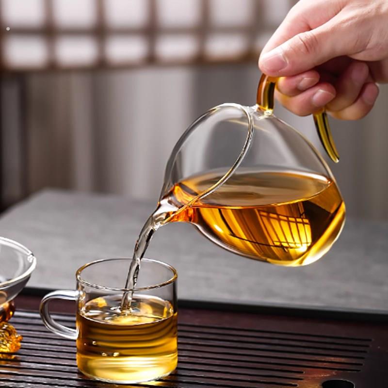 玻璃高档公道杯三件套家用泡茶滤茶器网一体禾器分茶器功夫茶具套
