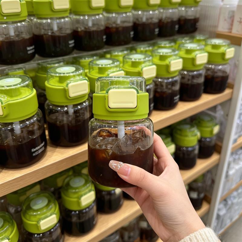 咖啡杯夏日水杯女生高颜值凉水杯豆浆杯玻璃杯耐高温外出便携新款