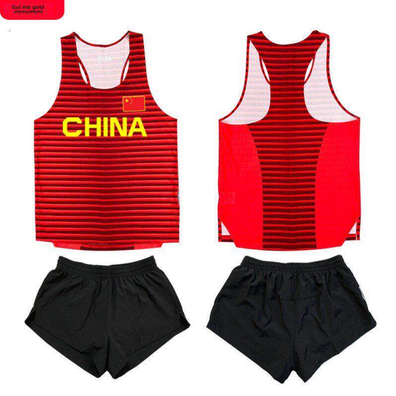 中国团体田径服男女运动学生训练服马拉松跑背心短跑体检苏炳添
