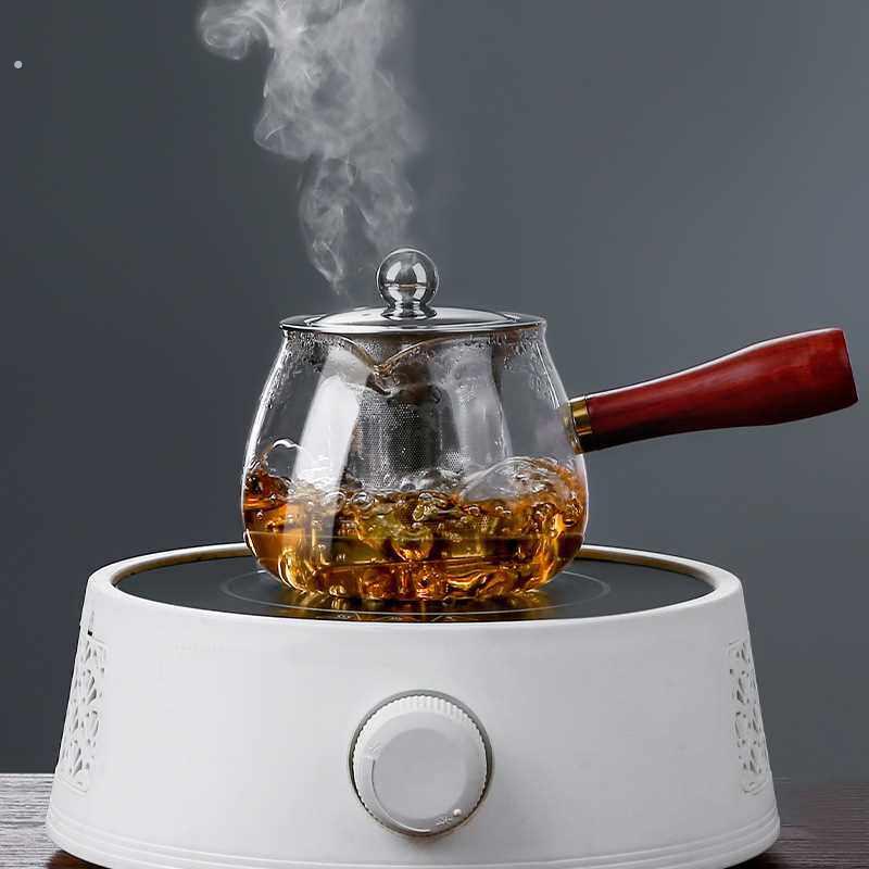 玻璃公道杯侧把茶壶茶漏一体泡茶壶耐高温煮茶单壶电陶炉茶具太子