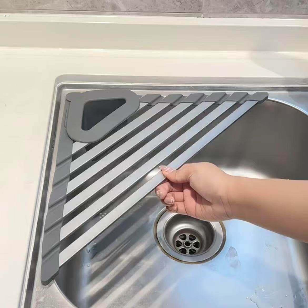 三角沥水架厨房水槽可折叠三角置物架洗手池多功能碗碟滤水收纳架