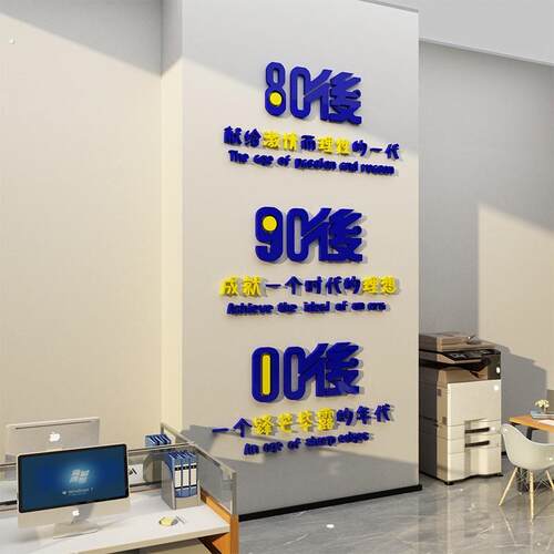 办公室墙面贴装饰企业文化创意会议公司背景团队员工激励志标语纸