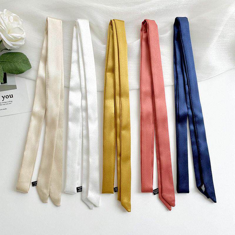 韩版纯色细窄长条小丝巾女百搭装饰蝴蝶结绑发绑发带飘带小丝巾