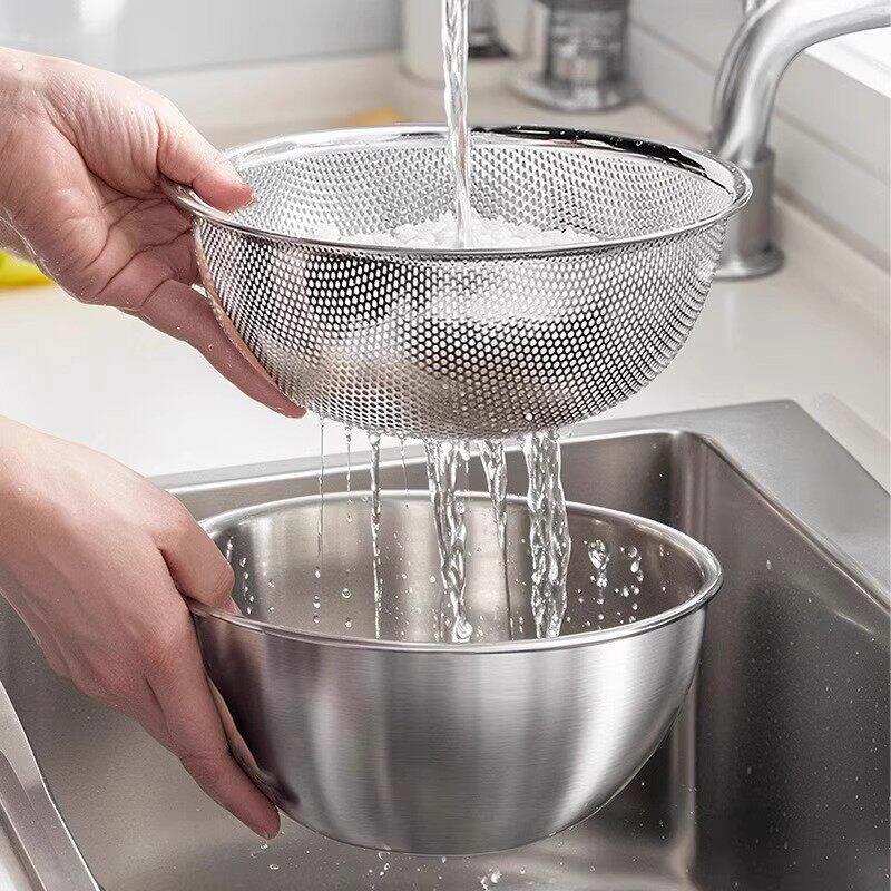 不锈钢双层洗菜盆沥水盆沥水篮厨房洗米筛淘米器滤水过滤