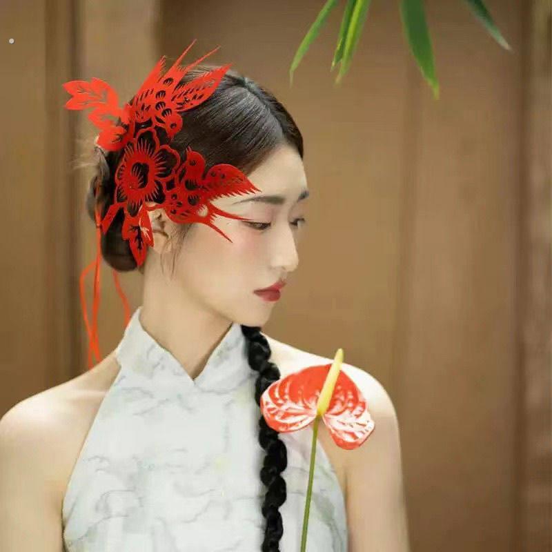 新娘头饰喜鹊剪纸新中式洋气爆款中国风小红书结婚用品喜庆