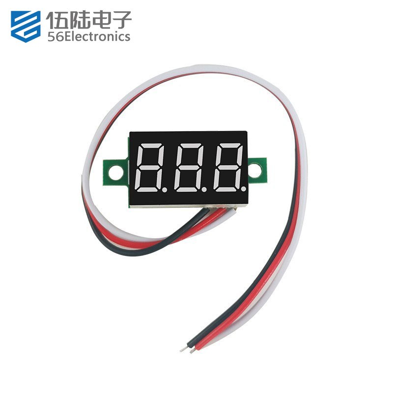 三线电压表0.36寸 DC30V 直流电压表头 摩托车电压表 数显表