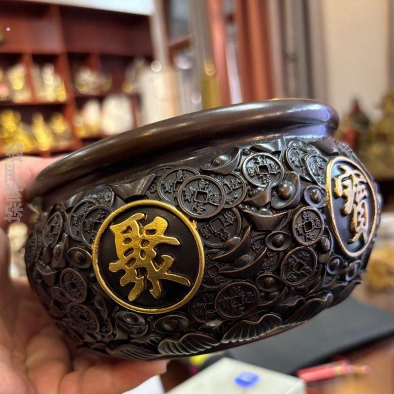 聚宝盆百福缸迷你守财家用家居道具工位开业室内装饰品工艺玄关米