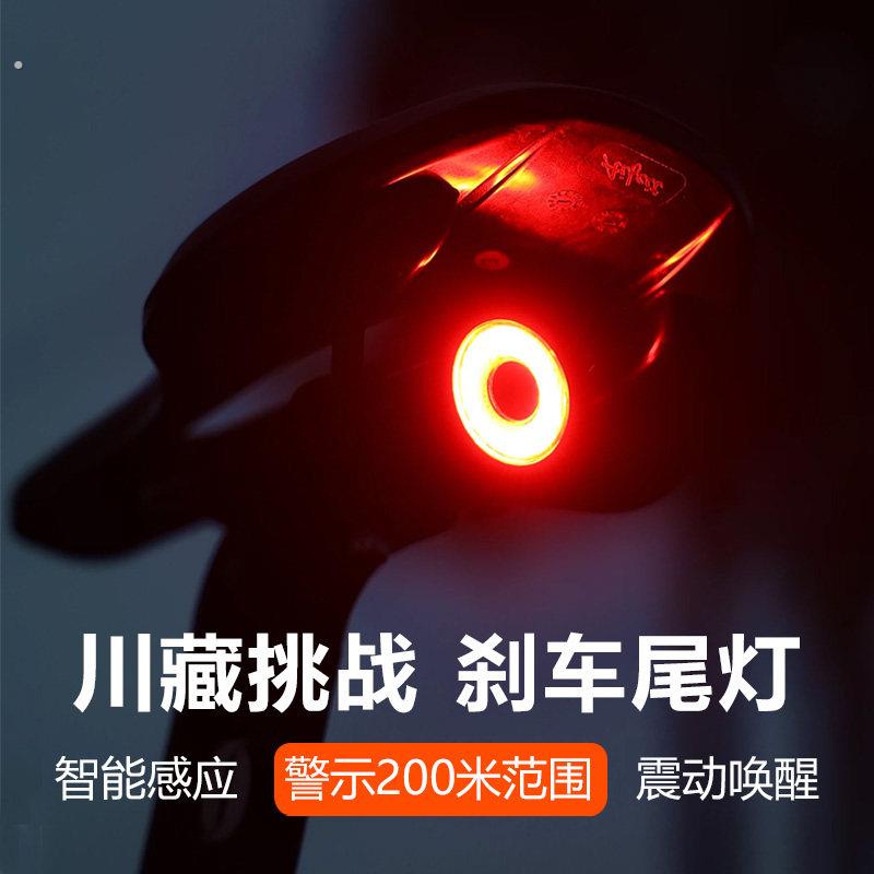 自行车尾灯智能刹车感应爆闪警示灯公路车夜骑防雨超长续航座弓款