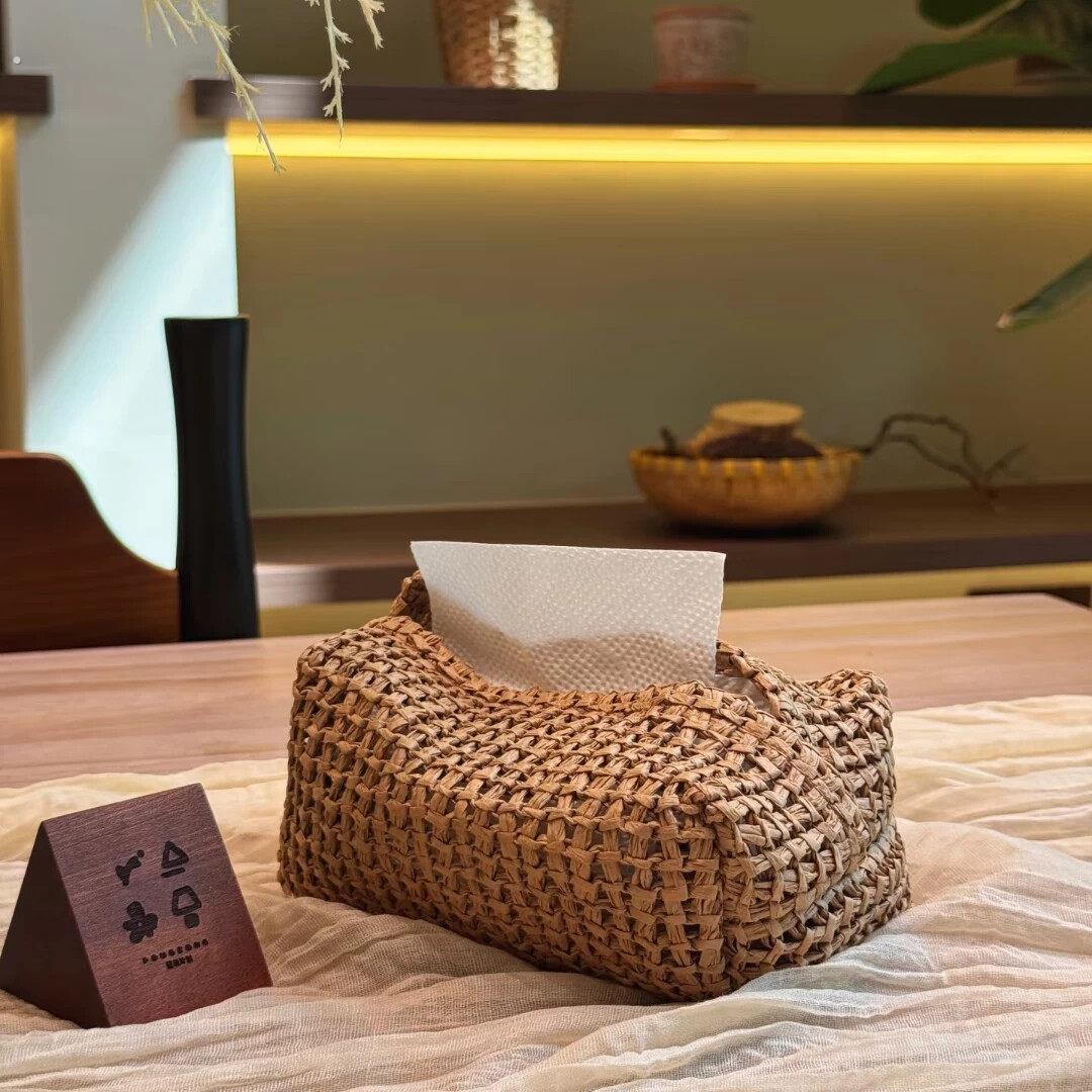 编织桌面抽纸盒家用民宿餐厅高级感客厅卫生间餐桌车载纸巾盒实用
