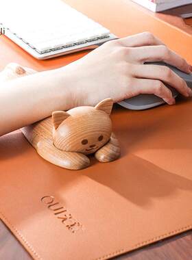 木制滑鼠手枕办公电竞舒适创意纯实木腕托护腕可爱猫咪办公室好物