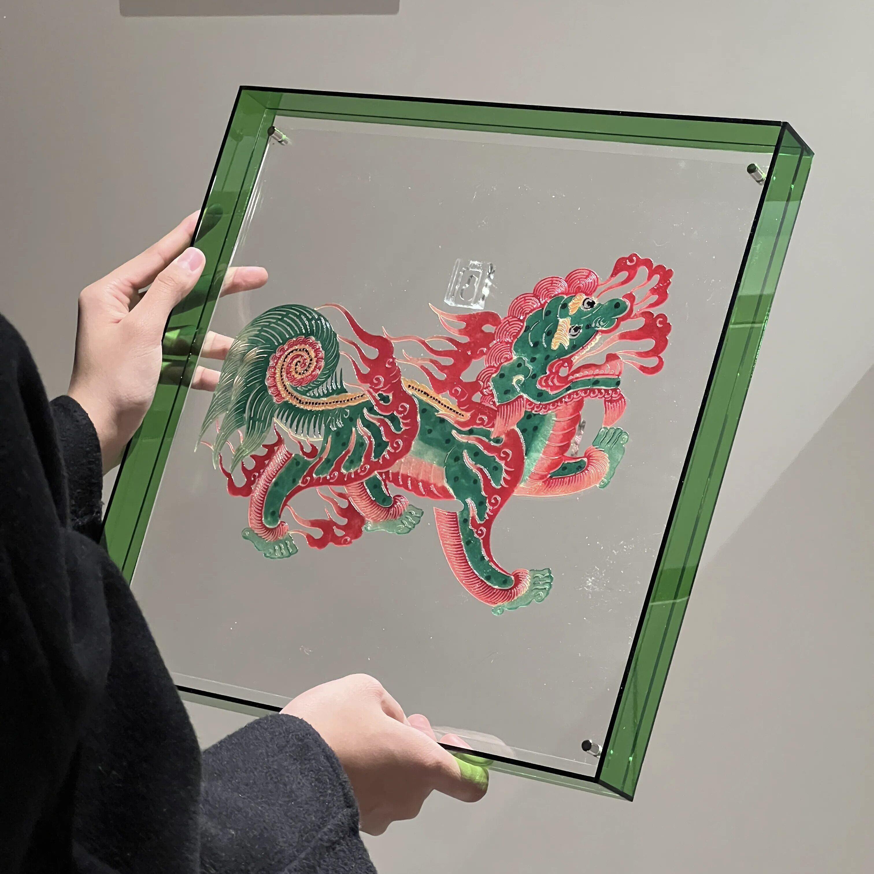 中式风格手工皮影挂画 传统非遗文化皮影创意软装节庆送礼