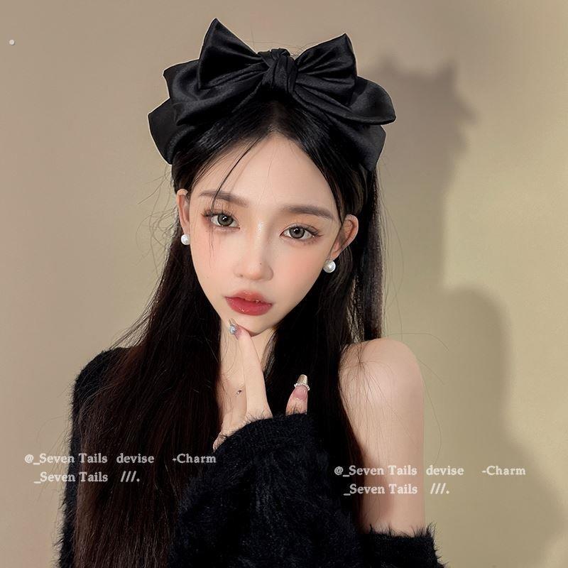 黑色大蝴蝶结发箍女高级感网红洗脸压发带简约高颅顶甜美头箍发卡