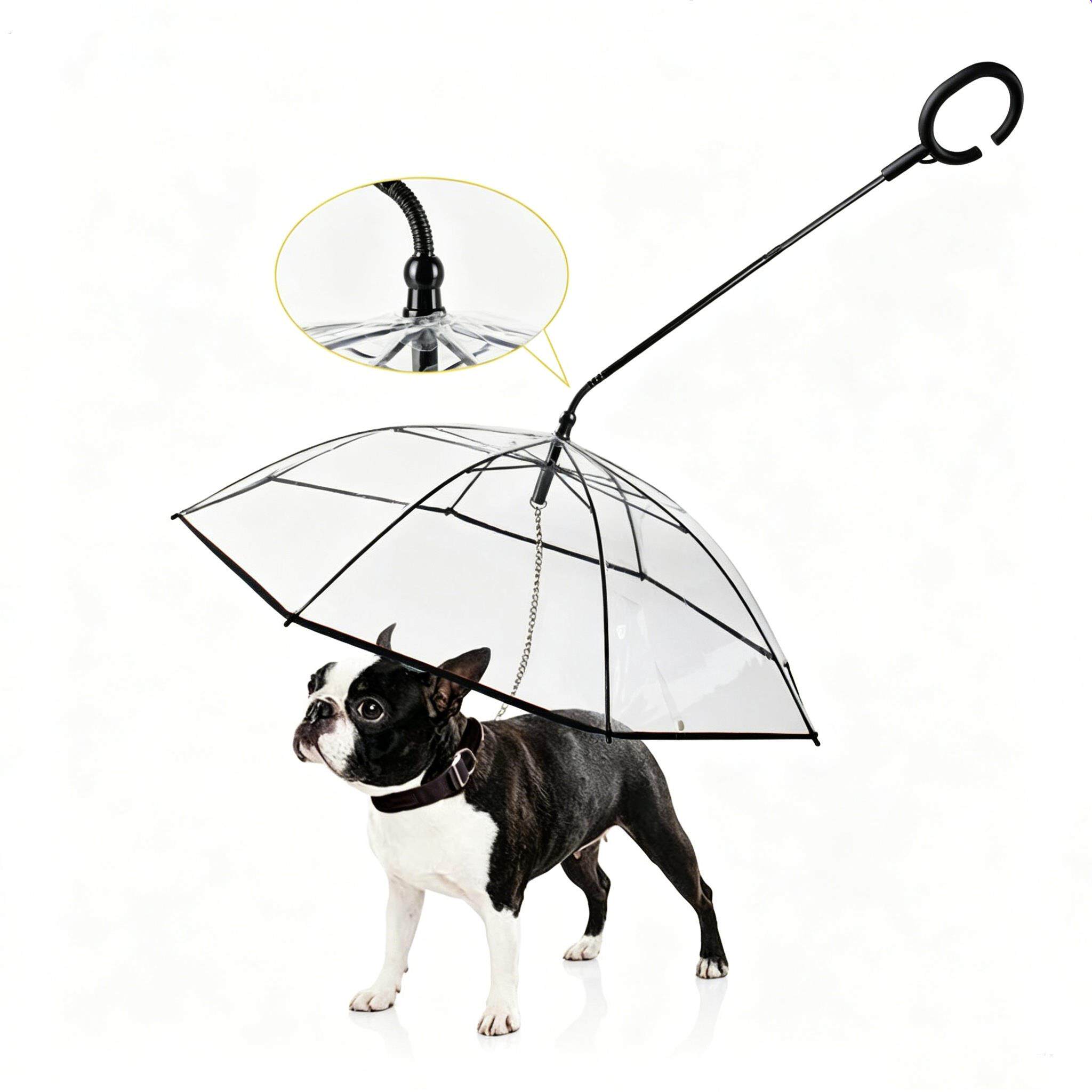 宠物透明雨伞可调节牵引绳雨天遛狗中小型犬神器大号专用泰迪小狗