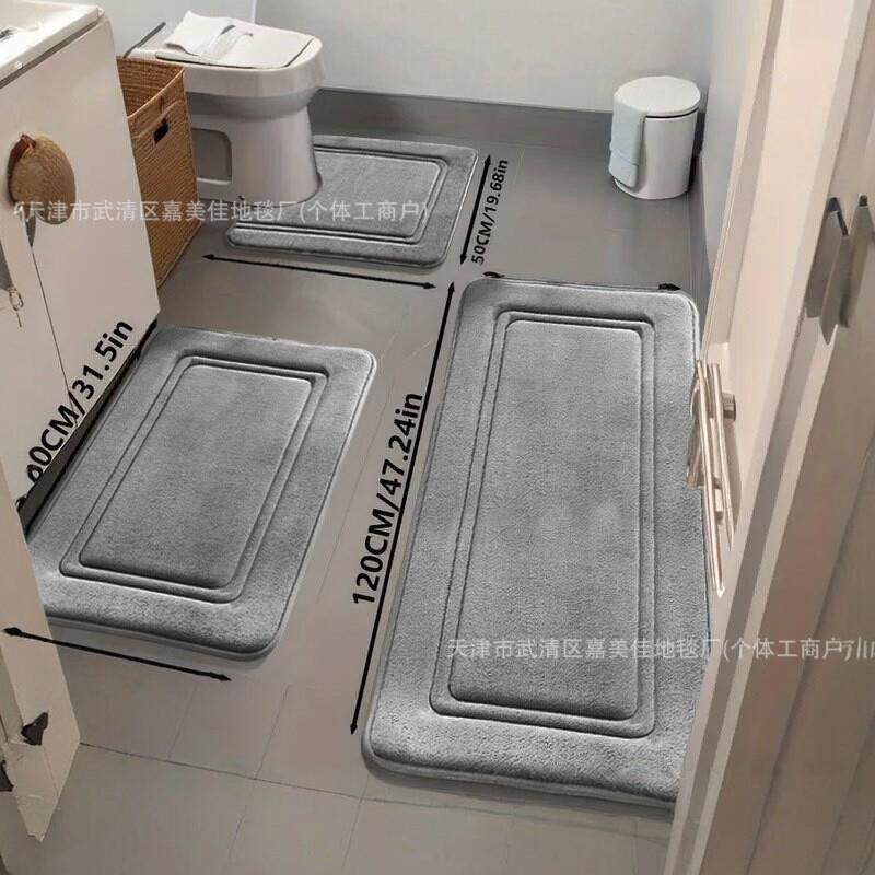 隔凉吸水回形纹珊瑚绒地垫耐脏易打理防滑垫跨境亚马逊浴室地垫