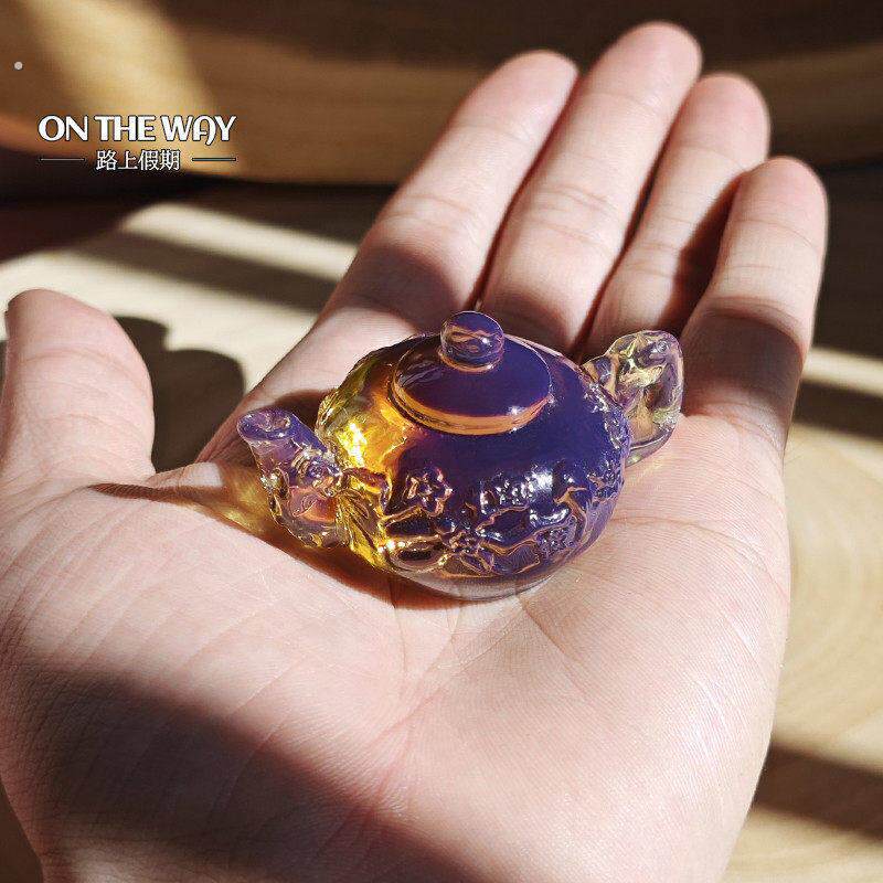 打麻将好手气神器把把壶把玩件挂件蜜蜡琥珀小茶壶手把件摆件女生