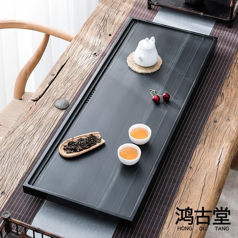 皇庭玉石茶盘石头天然整块家用简约茶台大号茶海日式石材茶具托盘