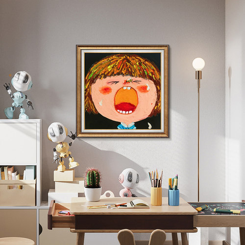 美式卧室装饰画主卧床头挂画儿童房墙面卡通头像壁画客厅2021新款