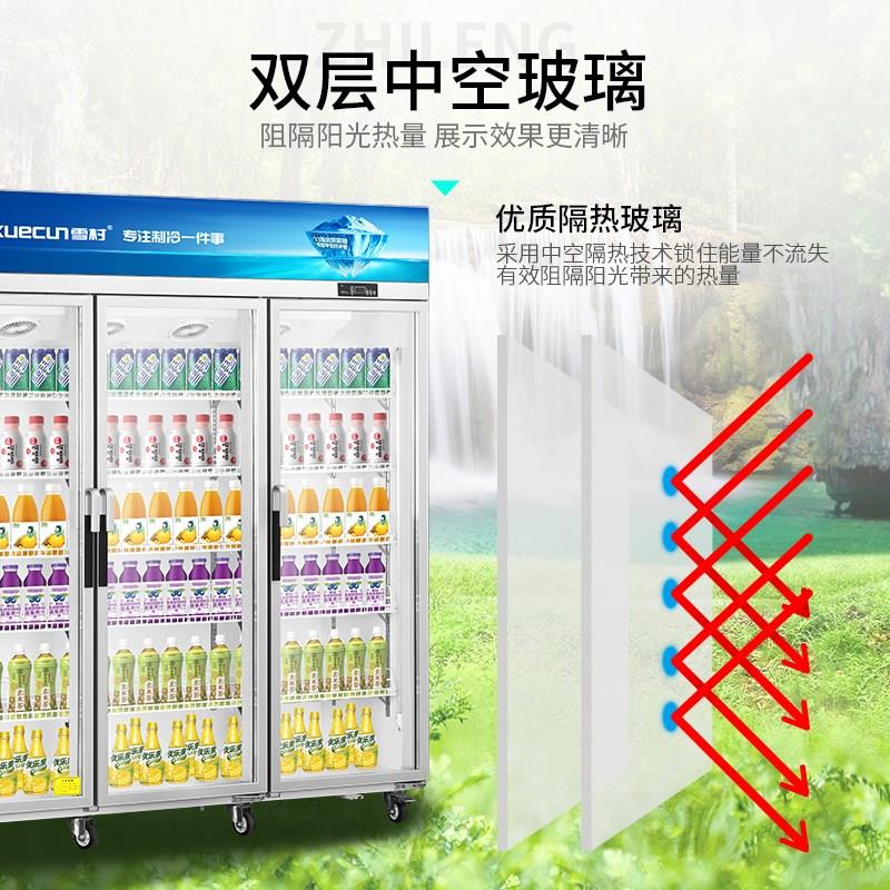 雪村冷藏饮料单门啤酒商用保鲜冰柜超市立式大容量两门冰箱展示柜