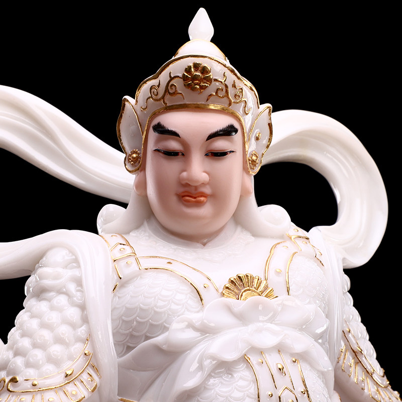 伽蓝韦陀护法神像 汉白玉韦陀菩萨摆件供奉关公像 镇宅招财武财神