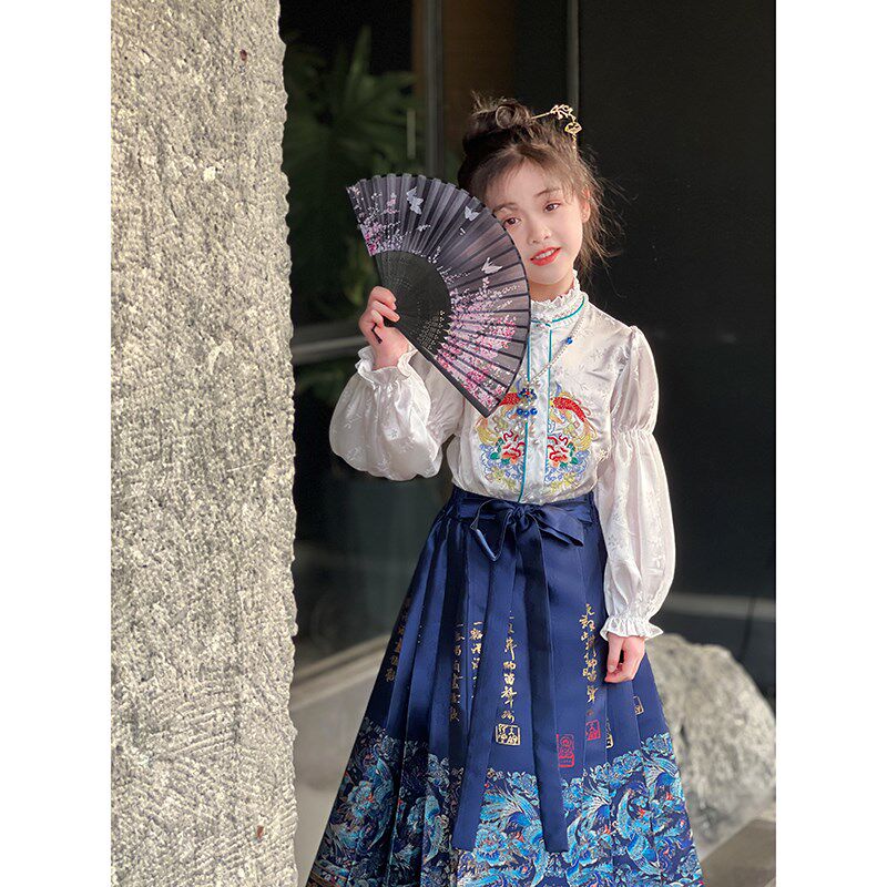 女童汉服马面裙套装2024春季新款儿童中国风上衣女宝宝古装两件套