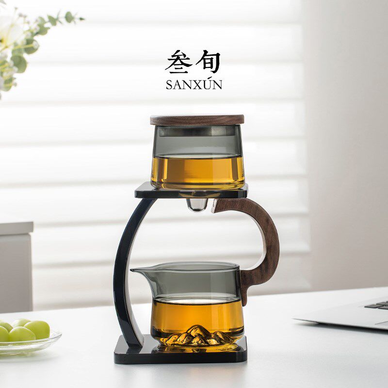 叁旬 远山磁吸感应泡茶壶家用自动玻璃茶具功夫茶杯懒人泡茶神器