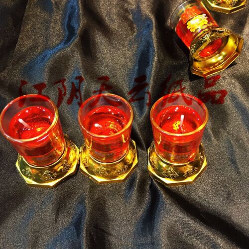 1号玻璃杯水晶蜡烛防风果冻酥油无烟蜡烛红色灯烛燃烧8-10小时