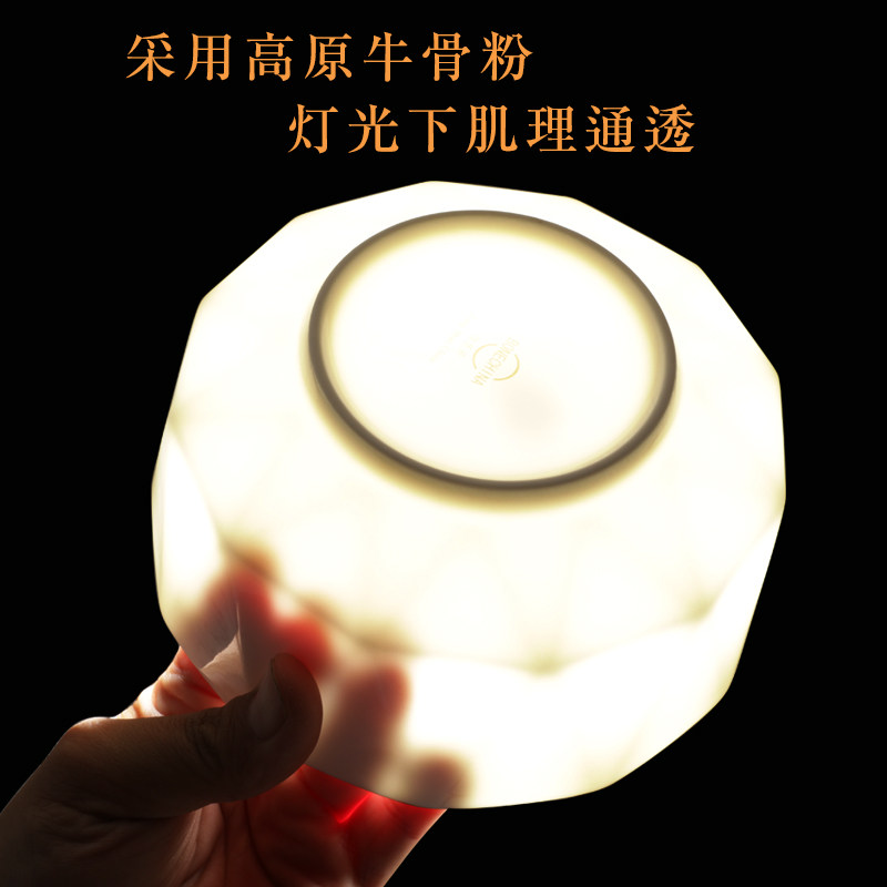 北欧金边骨瓷八角菜盘创意西餐盘子碟子家用陶瓷餐具白色碗碟套装