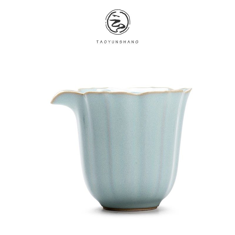 汝窑开片莲花公道杯可养茶海家用分茶器匀杯器功夫茶具配件