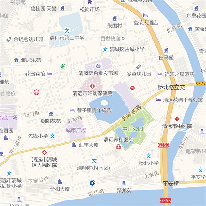 2025新款清远市城区地图办公室挂图高清防水墙壁装饰实物推荐定制
