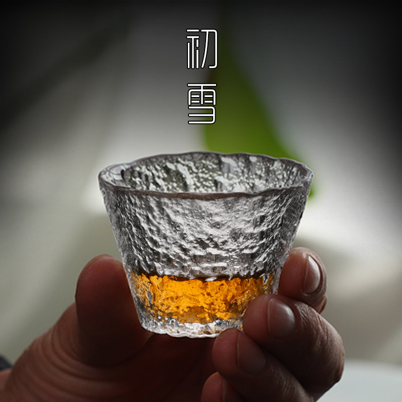 初雪玻璃小茶杯套装日式锤纹杯子个人专用茶道品茗杯功夫茶具酒杯