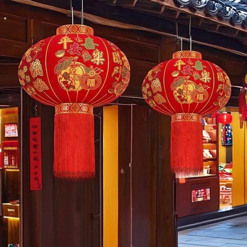 灯笼别墅大门口一对免插电室外自建房中国风大红灯笼挂饰新年装饰