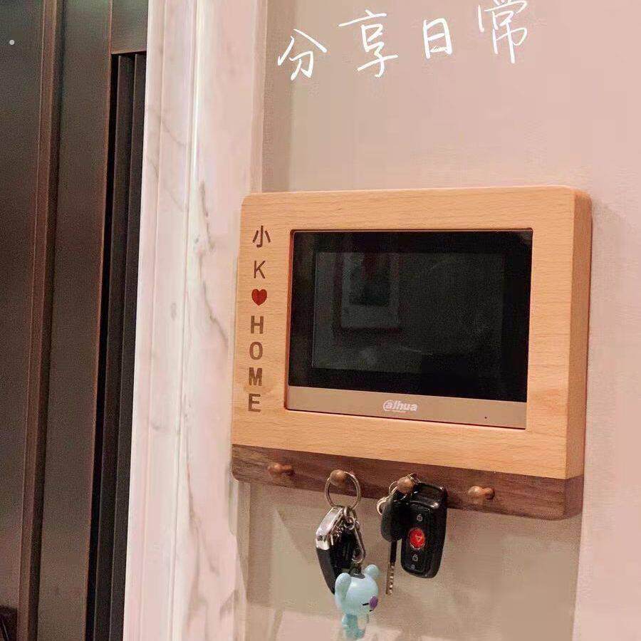 边框套实木遮丑装饰可视对讲装饰门铃入户对讲机入户门可视电话套